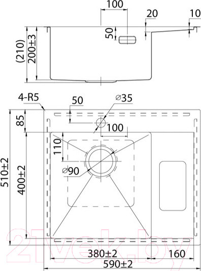 Изображение товара Мойка кухонная IDDIS Haze HAZ59SLi77