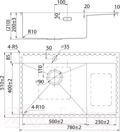 Изображение товара Мойка кухонная IDDIS Haze HAZ78SLi77