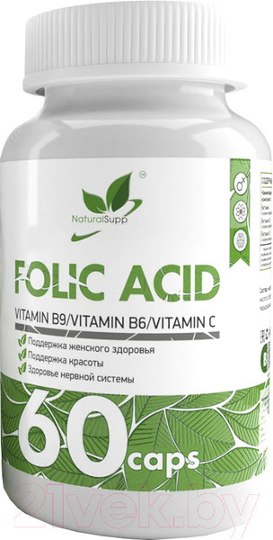 Изображение товара Витамин NaturalSupp Фолиевая кислота (Витамин В9) (60капсул)