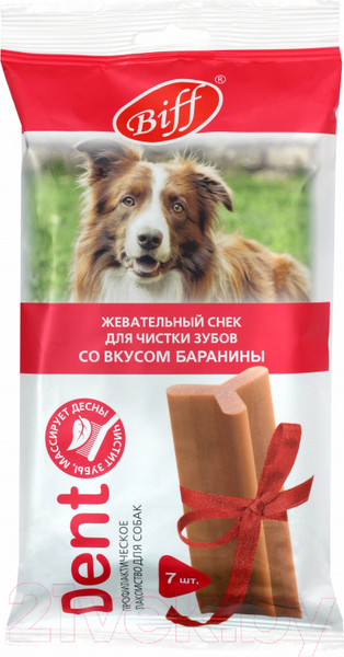 Изображение товара Лакомство для собак TiTBiT Dent Жевательный снек со вкусом баранины для крупных пород (270г)