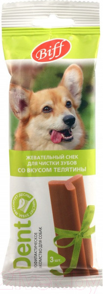 Изображение товара Лакомство для собак TiTBiT Dent Жевательный снек со вкусом телятины для средних пород (77г)