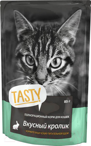 Изображение товара Влажный корм для кошек Tasty Cat С кроликом в желе (85г)