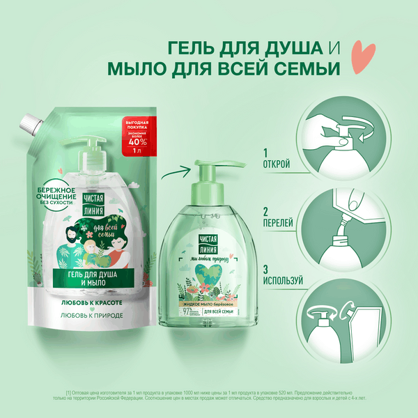 Изображение товара Гель для душа Чистая Линия Для всей семьи  (1л)