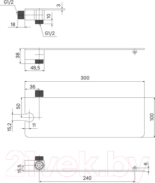Изображение товара Подключение для душевого шланга IDDIS Slide SLIAB00i62