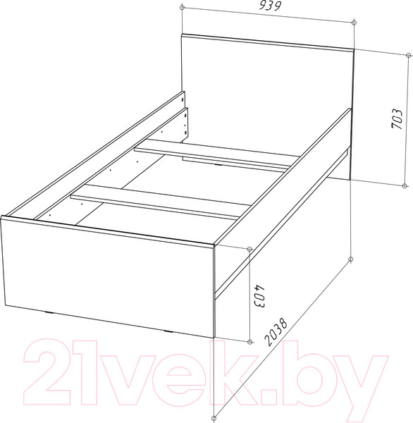 Изображение товара Каркас кровати НК Мебель Stern 90x200 / 72676494 (дуб вотан)