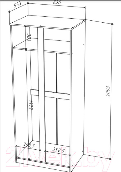 Изображение товара Шкаф НК Мебель Stern 2-х дверный / 72676501 (белый)