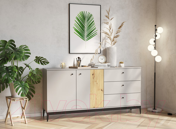 Изображение товара Тумба НК Мебель Нордик КД-2 / 71916619 (холодный серый/дуб артизан)