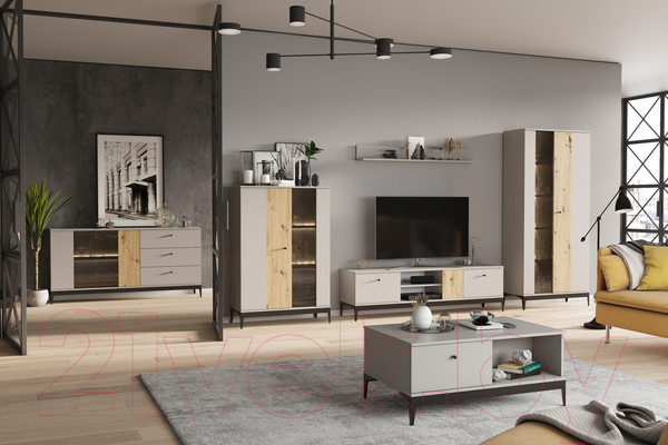 Изображение товара Тумба НК Мебель Нордик КД-2 / 71916619 (холодный серый/дуб артизан)