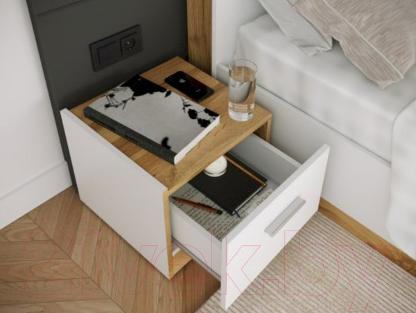 Изображение товара Прикроватная тумба НК Мебель Fresco левая / 72516687 (белый/дуб вотан)