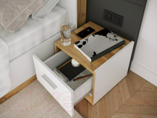 Изображение товара Прикроватная тумба НК Мебель Fresco правая / 72516688 (белый/дуб вотан)