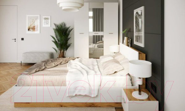 Изображение товара Прикроватная тумба НК Мебель Fresco правая / 72516688 (белый/дуб вотан)