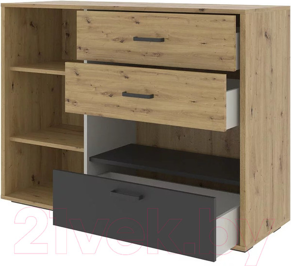 Изображение товара Тумба НК Мебель Kubo КМ-120 / 71705624 (артизан/черный/серый)