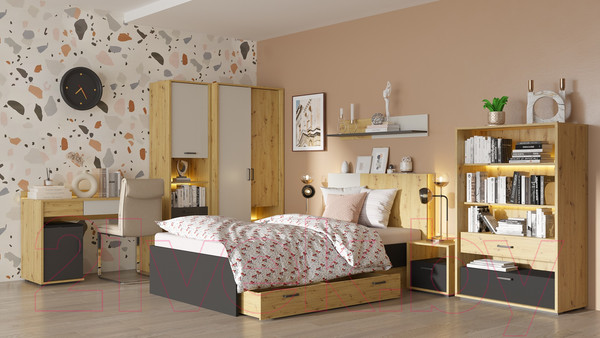 Изображение товара Тумба НК Мебель Kubo КМ-120 / 71705624 (артизан/черный/серый)