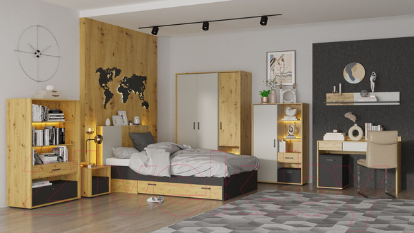 Изображение товара Письменный стол НК Мебель Kubo / 71705576 (артизан/черный/серый)