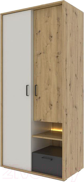 Изображение товара Шкаф НК Мебель Kubo ШК-90 / 71705626 (артизан/черный/серый)