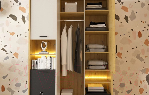 Изображение товара Шкаф НК Мебель Kubo ШК-90 / 71705626 (артизан/черный/серый)