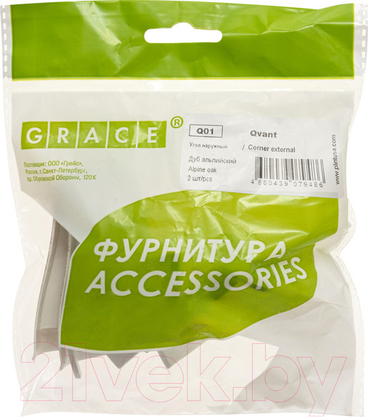 Изображение товара Уголок для плинтуса Grace Q01 Дуб альпийский Наружный (2шт)
