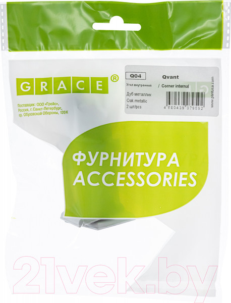 Изображение товара Уголок для плинтуса Grace Q04 Дуб металлик Внутренний (2шт)
