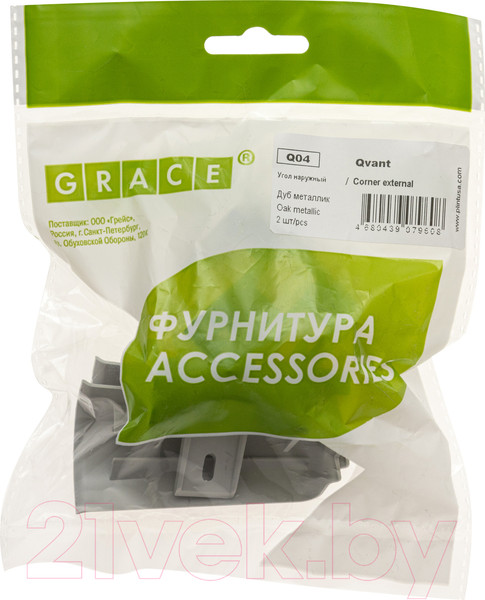 Изображение товара Уголок для плинтуса Grace Q04 Дуб металлик Наружный (2шт)