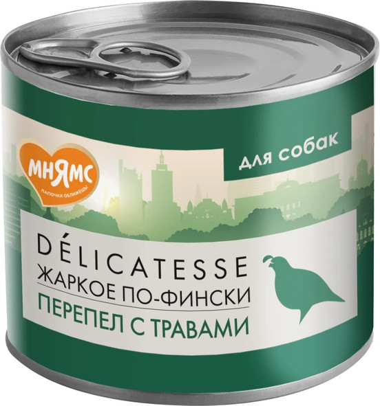 Изображение товара Влажный корм для собак Мнямс Жаркое по-фински перепелка с травами / 170944 (200г)