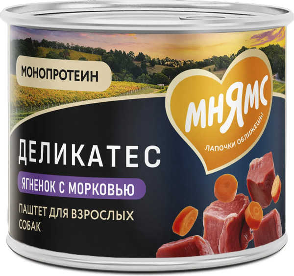 Изображение товара Влажный корм для собак Мнямс Клефтико по-афински ягненок с морковью / 170845 (200г)