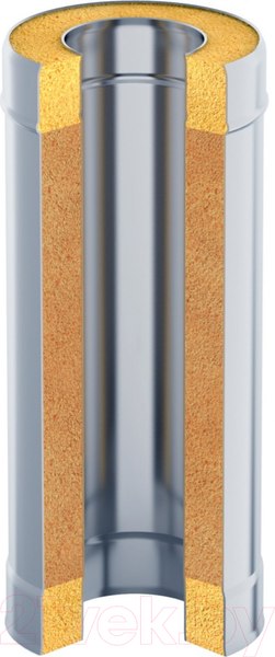 Изображение товара Труба дымохода Гефест Сталь 1.0м 120x200 AISI 430/430 0.8мм/0.5мм (К)