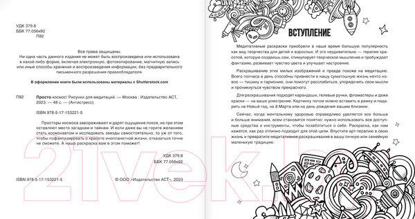 Изображение товара Раскраска-антистресс АСТ Просто космос! Рисунки для медитаций