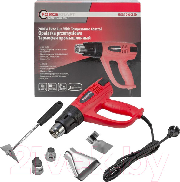 Изображение товара Строительный фен ForceKraft FK-HG55-2000LED