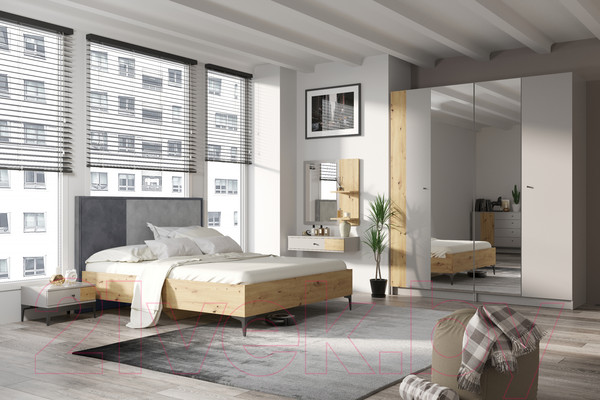 Изображение товара Каркас кровати НК Мебель Нордик 140x200 / 71916990 (дуб артизан/велюр серый)