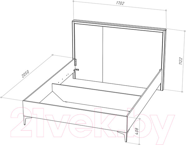Изображение товара Каркас кровати НК Мебель Нордик 160x200 / 71916991 (дуб артизан/велюр серый)