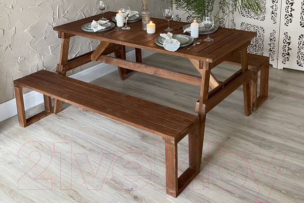 Изображение товара Скамья садовая Dyatel С прямоугольными ногами сосна (цвет дуб)