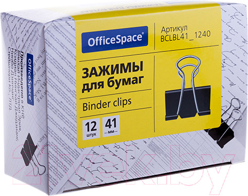 Изображение товара Зажим для бумаги OfficeSpace BCLBL41_1240 (12шт, черный)
