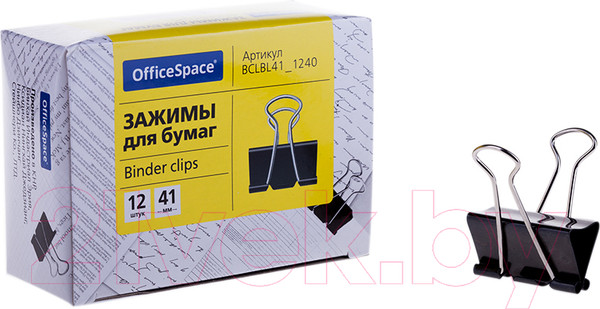 Изображение товара Зажим для бумаги OfficeSpace BCLBL41_1240 (12шт, черный)