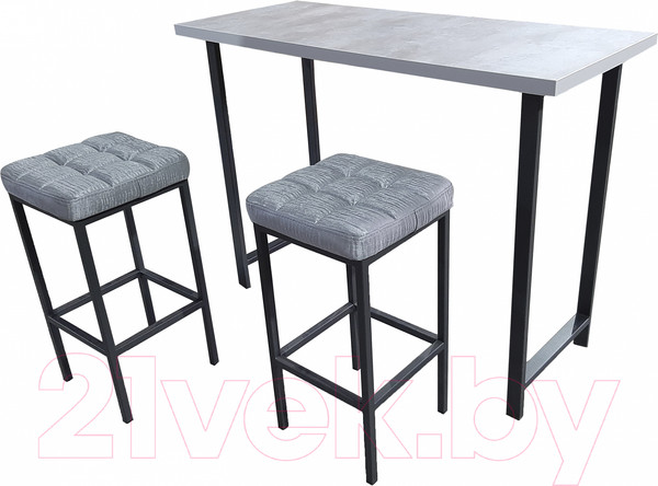 Изображение товара Барный стол Древпром М94 ДП1-02-04 120x50x88 (бетон метрополитан/черный матовый)