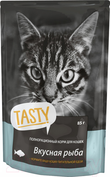 Изображение товара Влажный корм для кошек Tasty Cat С рыбой в желе (85г)