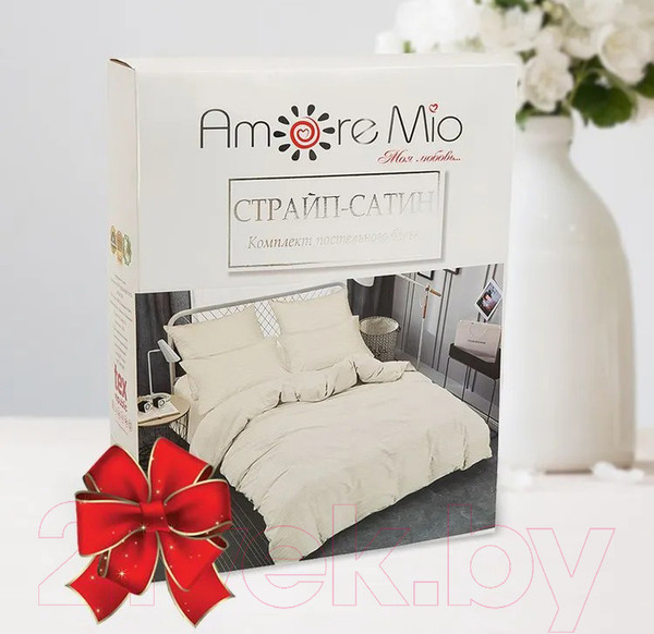Изображение товара Комплект постельного белья Amore Mio Страйп-сатин Cream Евро / 47960