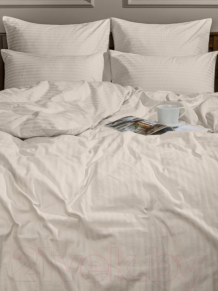 Изображение товара Комплект постельного белья Amore Mio Страйп-сатин Cream Евро / 47960