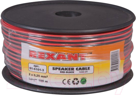 Изображение товара Кабель Rexant 2x0.25 / 01-6101-3 (100м, красный/черный)