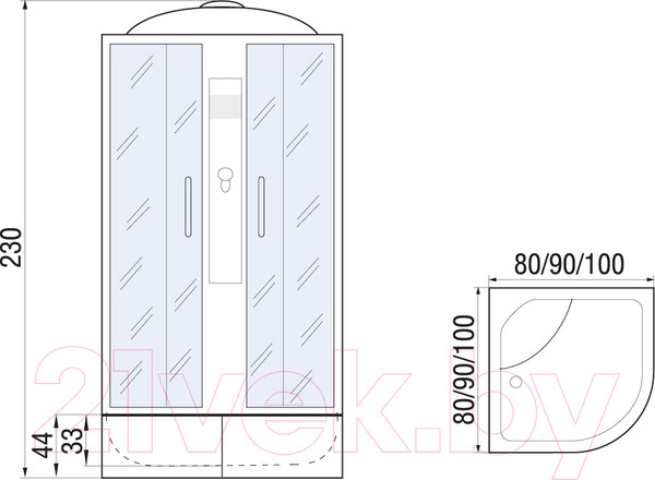 Изображение товара Душевая кабина RIVER Desna XL 100/44 MT