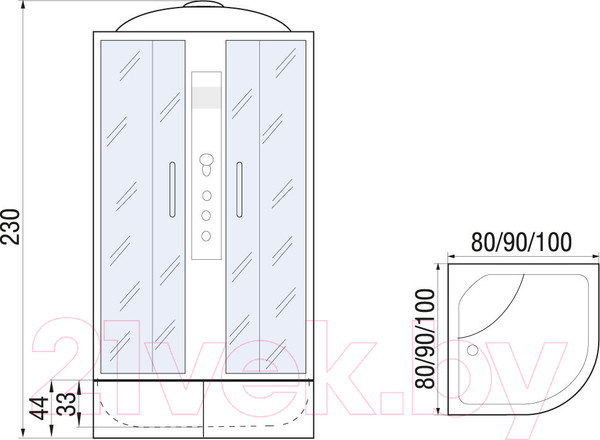 Изображение товара Душевая кабина RIVER Dunay XL 100/44 TH