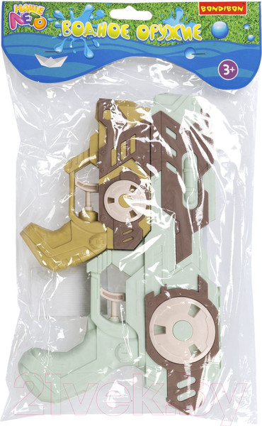 Изображение товара Бластер игрушечный Bondibon Водный пистолет. Наше лето / ВВ5800 (зеленый/коричневый)