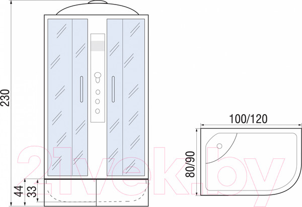 Изображение товара Душевая кабина RIVER Dunay XL 120/90/44 MT R