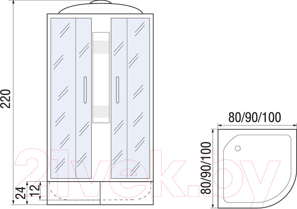 Изображение товара Душевая кабина RIVER Nara Light XL 100/24 MT