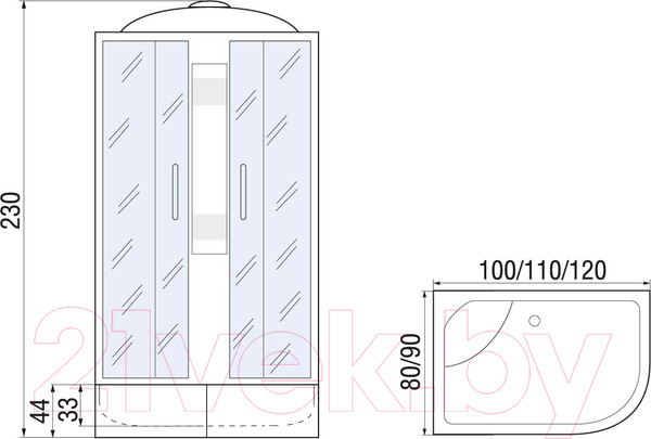 Изображение товара Душевая кабина RIVER Nara XL 110/80/44 MT R
