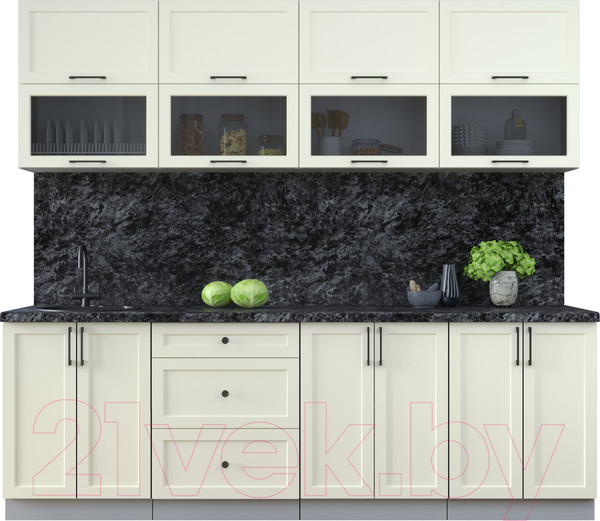 Изображение товара Кухонный гарнитур Интерлиния Тренд 2.4В (белый/белый/кастилло темный)