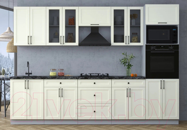 Изображение товара Кухонный гарнитур Интерлиния Тренд 3.0В (белый/белый/кастилло темный)