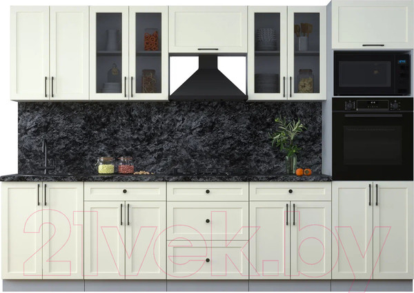 Изображение товара Кухонный гарнитур Интерлиния Тренд 3.0В (белый/белый/кастилло темный)