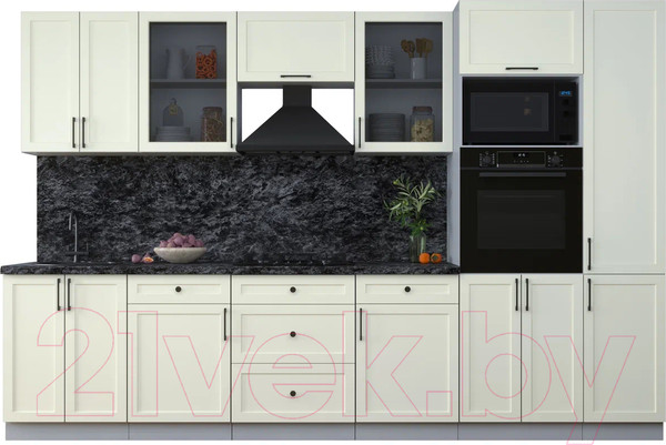 Изображение товара Кухонный гарнитур Интерлиния Тренд 3.2В (белый/белый/кастилло темный)