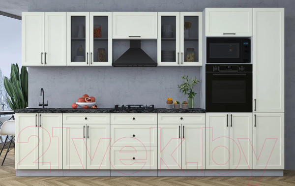 Изображение товара Кухонный гарнитур Интерлиния Тренд 3.4В (белый/белый/кастилло темный)