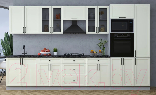 Изображение товара Кухонный гарнитур Интерлиния Тренд 3.6В (белый/белый/кастилло темный)